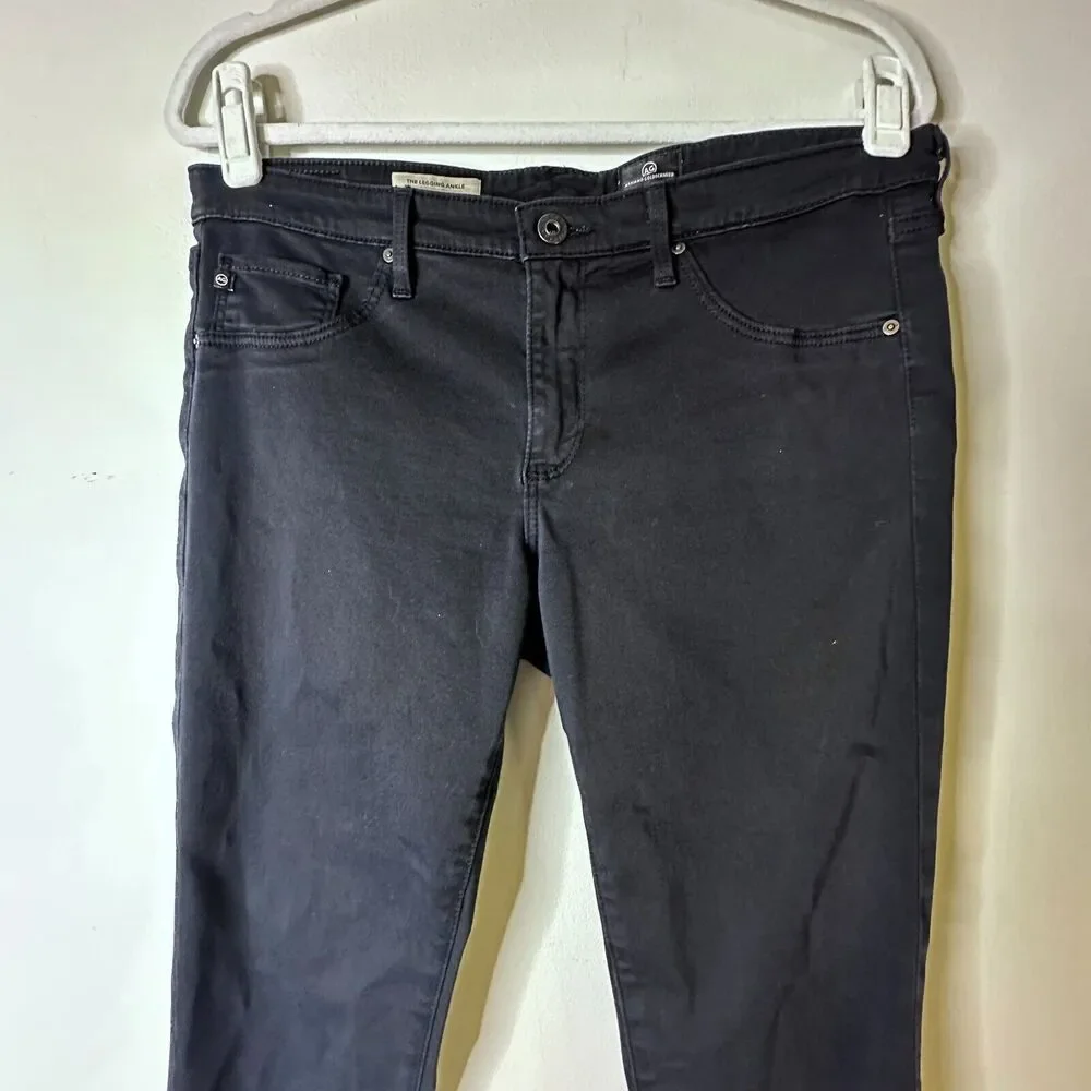 AG Adriano Goldschmied Jean Women 31 Black Legging Ankle Mid Rise Skinny Y2K